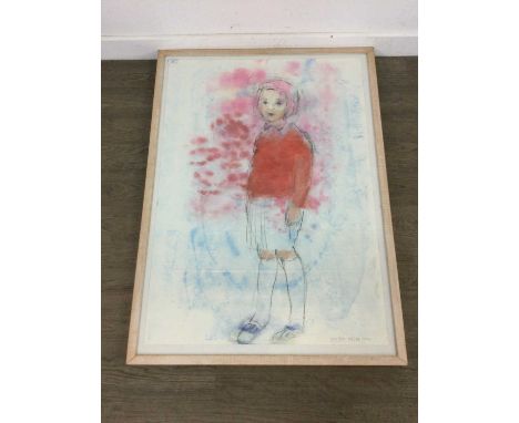 EVELYN WHITE,PORTRAIT OF A CHILD,mixed media on paper, signed and dated 2004,overall size 92cm x 68cm,Framed and under glass,