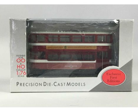 LOT OF MODEL VEHICHLES,trams, fire engines, automobile and racing cars, includes Shell, Corgi, EFE and Matchbox, some in glaz