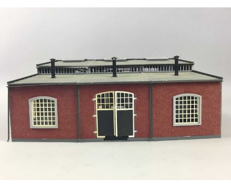 NINE KIT BUILT ARCHITECTURAL MODELS,including Roundhouse Loco-Shed 6476 and two stations (9)