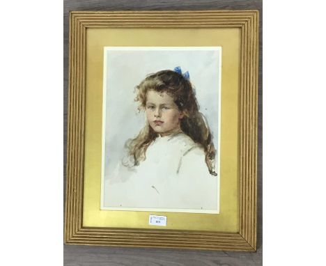 BRITISH SCHOOL, 19TH CENTURY,PORTRAIT OF A GIRL,watercolour on paper,overall size 53cm x 43cm,Mounted, framed and under glass