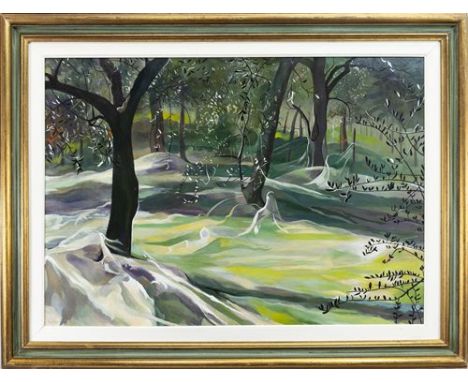 * CATHERINE ENSOR, MAGICAL MORNING MIST IN THE FORESToil on board, signed image size 70cm x 100cm, overall size 92cm x 122cm 