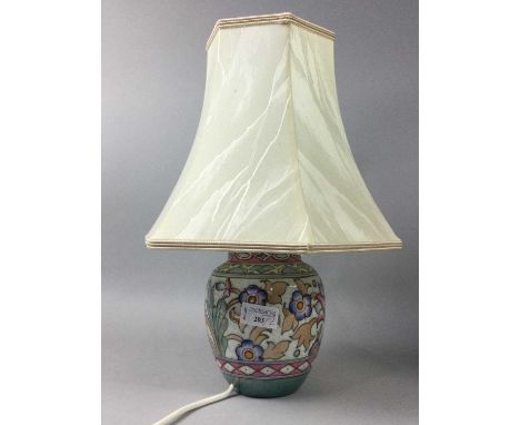 CHARLOTTE RHEAD VASE LAMP,with cream shade, along with a Kensington vase (2)