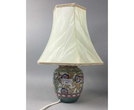 CHARLOTTE RHEAD VASE LAMP,with cream shade, along with a Kensington vase (2)