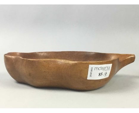 WOODEN LEAF SHAPED BOWL,along with a naturalistic lidded box and other wooden items, including two carved models of apples, l
