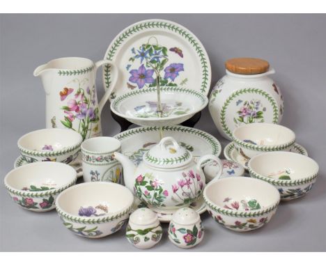 A Collection of Various Portmeirion Botanic Garden China to comprise Bowls, Plates, Cake Stand, Jug, Lidded Jar, Teapot Etc 