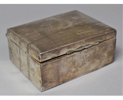 A Silver Cigarette Box with Engine Turned Decoration , Birmingham 1919, Some Condition Issues 