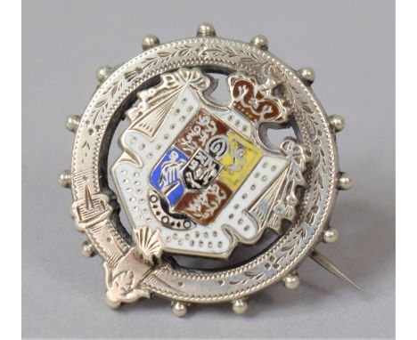 A Silver and Enamel Coat of Arms Brooch 