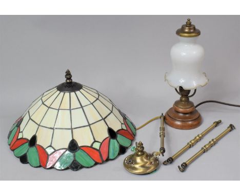 A Tiffany Style Ceiling Lightshade together with a Table Lamp 