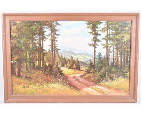 A Framed Trelany Print Depicting Forest Track, 75x46cm 