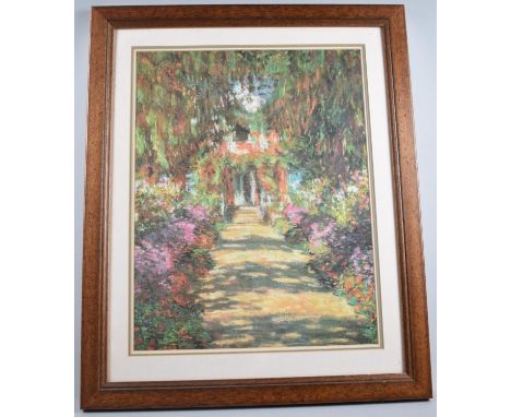 A Framed Impressionist Print of a Garden Path, 41x32cm 