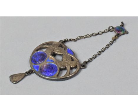 A Charles Horner Enamelled Arts and Crafts Pendant with Blue Enamel, Condition Issues, Hallmark Unclear 