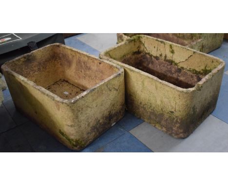 A Pair of Rectangular Ceramic Patio or Garden Planters, 41cm x 27.5cm 