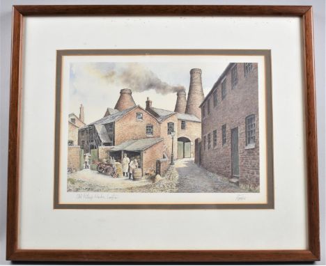 A Framed Print Depicting The Old Pottery Works at Longton, Signed by the Artist Signed by the Artist A Border, 28x20cm 