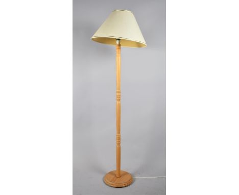 A Modern Pine Standard Lamp and Shade 