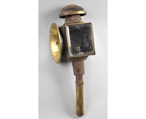 A Late 19th Century Brass Mounted Trap Lamp, 44cm Long, Condition Issues 