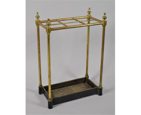 A Jans of London Six Division Brass and Cast Iron Stick Stand in the Victorian Style, 41cm Long 