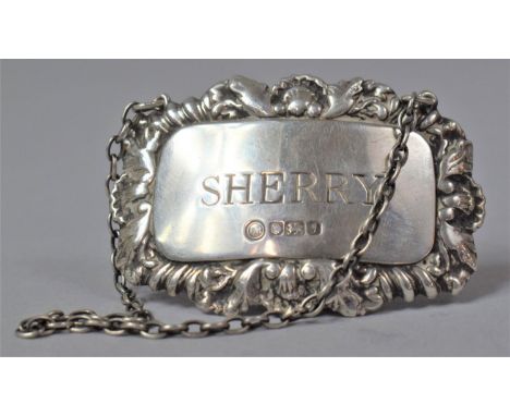 A Silver Decanter Label for Sherry, Sheffield 1983 