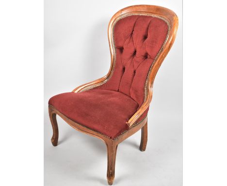 A Reproduction Victorian Style Balloon Back Ladies Nursing Chair with Button Upholstery 
