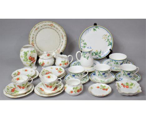 A Collection of Various China to comprise Collection of Wemys Virginia Strawberry Pattern Items to include Vase, Lidded Pot, 