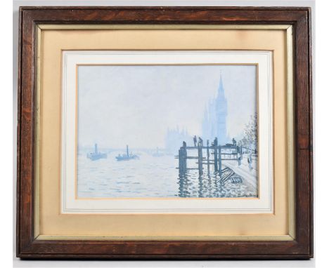 A Framed Monet Print, River Thames, 24x17.5cm 