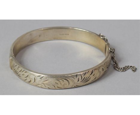 A Silver Bangle, Sheffield 1988 with Safety chain 