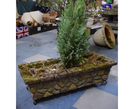 A Reconstituted Stone Garden Planting Trough, 75cm Long 