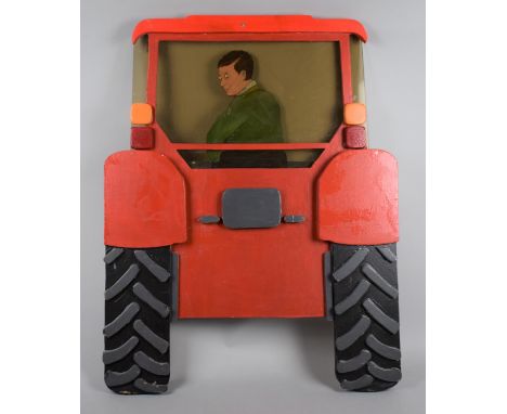 A Wall Mounting Nursery Children's Plaque Depicting Farmer Reversing Tractor, 73cm high 