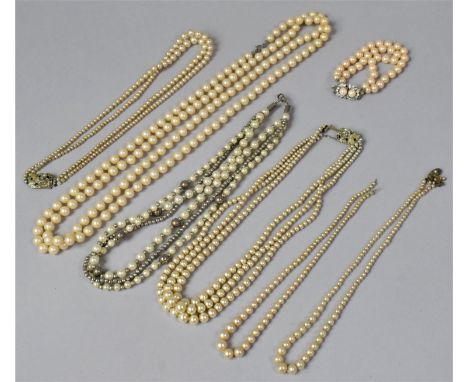 A Collection of Faux Pearl and Similar Necklaces 