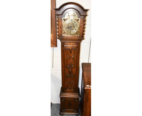 A small Art Deco chiming longcase clock, with triple spring barrel movement striking on gong rods, 163cm high