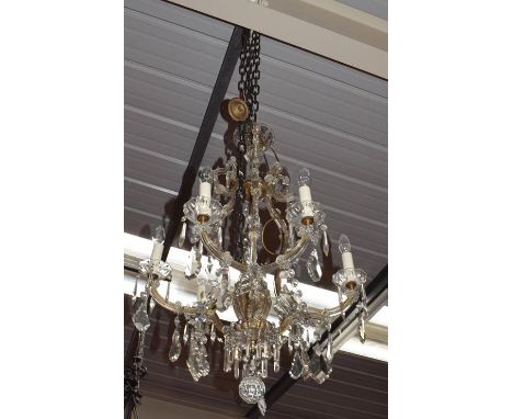 A Venetian style six-light lustre drop chandelier, the drop approximately 95cm   