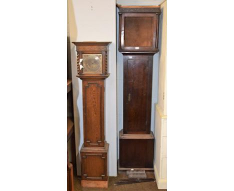 An Art Deco oak chiming small longcase clock, together with an early 19th century oak longcase clock case (2)