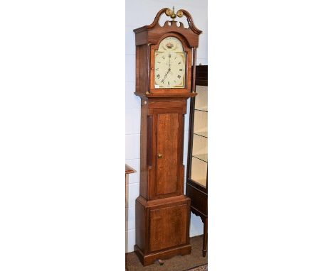 An oak thirty hour longcase clock signed Thos Place, Bedale