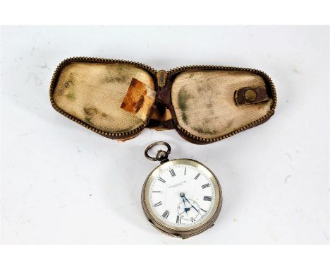 Continental 925 silver open face pocket watch retailed by Thos. Russell &amp; Son Liverpool, the signed white enamel dial wit