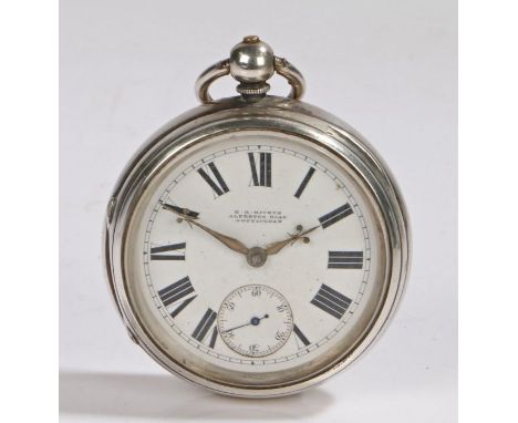 Victorian silver open face pocket watch by H.B Rivers of Nottingham, the case London 1884, maker&nbsp;Charles Cooke,&nbsp;the