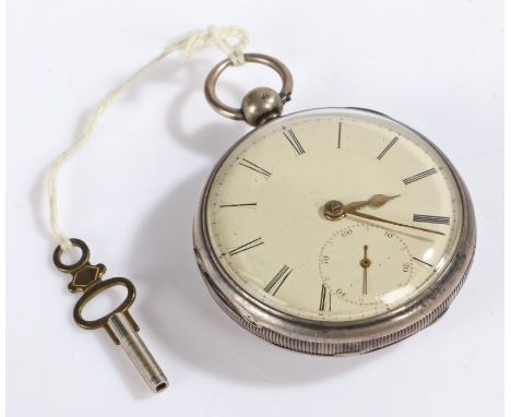 Victorian silver open face pocket watch, the case Birmingham 1843, maker William Clark, the white enamel dial with Roman nume