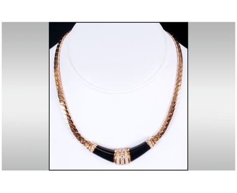 Christian Dior Vintage and Top Quality Gold Tone and Paste Set Necklace / Choker. Finished with Signature Christian Dior & Cl