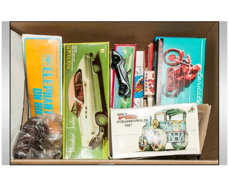 Box Containing Mixed Models/Tin Plate etc, Standard Sedan, 1927 Road Roller, Limited Edition Tin Wind Up Speedboat, Antique G