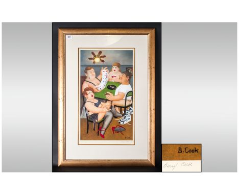 Beryl Cook Artist Signed Limited Edition Coloured & Numbered Edition Colour offset lithograph. Title 'Stop Poker' number 630/