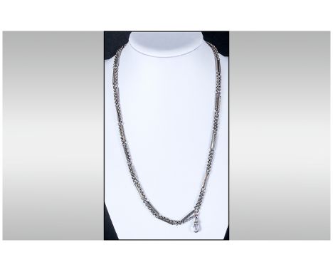 Silver Fancy Guard Chain. Hallmark London 1907. 50 Inches In Length. All Aspects of Condition Good. 