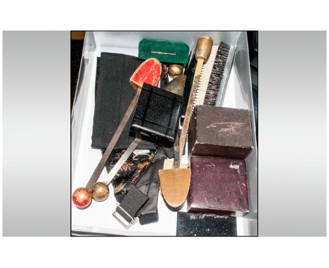 Mixed Lot Of Gents Wear And Oddments, Comprising Clothes Brushes, Spring Armbands, Pen Holder, Cufflinks, Tie Studs etc