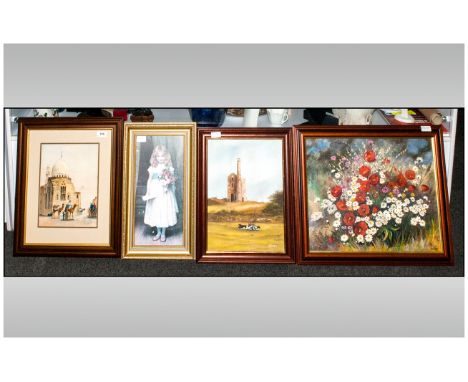 Framed Watercolour of a scene from The Middle East, signed lower right H Walters. Together with an Oil on Canvas of Country S