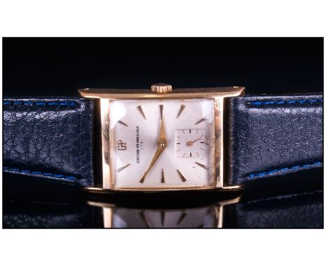 Gents 18 Carat Gold Girard-Perregaux Wristwatch silvered dial, gilt batons and hands. With subsidiary seconds, Fully hallmark