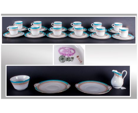 Royal Doulton Very Fine 40 Piece Tea Service made for Harrods of London. Comprising 12 trios, 2 sandwich plates, milk jug, su