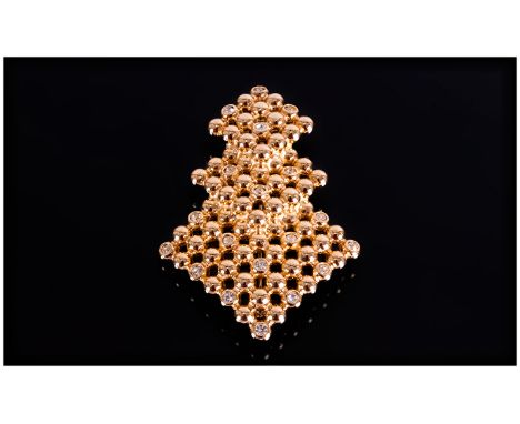 Christian Dior Vintage and Quality Gold Tone and Paste Set Fashion Brooch. Signed Christian Dior. 2.5 Inches High. 