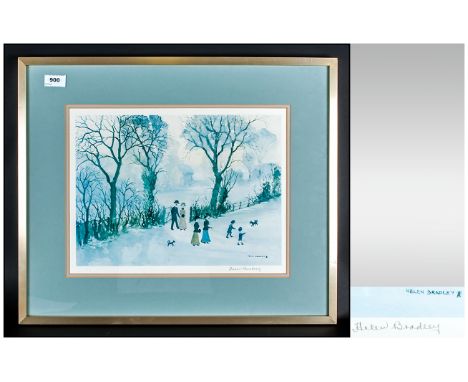 Helen Bradley Signed Limited Edition Print, Titled ' Going Home Through The Snow ' Signed To The Margins. Sold By The Unicorn
