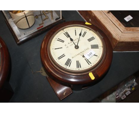 A mahogany cased wall clock, the dial inscribed A. Kayser 18 Union Road, Rotherhithe AF