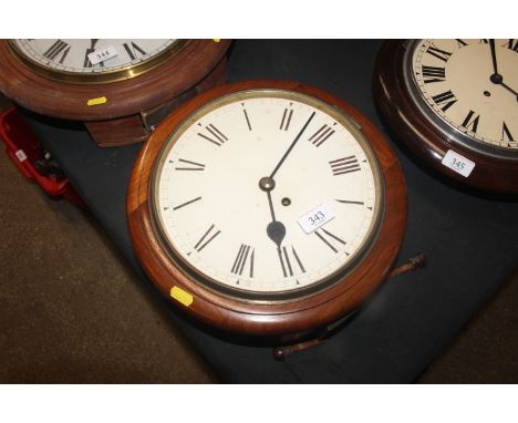 A Victorian mahogany cased drop dial wall clock with fuse&eacute; movement