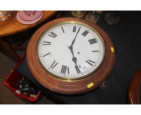 A mahogany cased wall clock with spring driven movement 