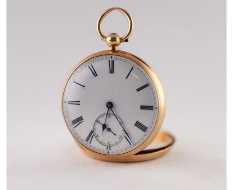 BRACEBRIDGE'S, CLERKENWELL, London, NO 5349, VICTORIAN 18ct GOLD OPEN FACED POCKET WATCH with keywind movement, white roman d