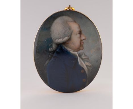 ANDREW PLIMER (1763-1837), A FINE AND INTERESTING OVAL PORTRAIT MINIATURE ON IVORY OF ROBERT COOPER LEE (1735-1794), in profi